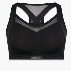 Savage X Fenty Mesh Detail Black Sports Bra; Break Thru High Impact 36C